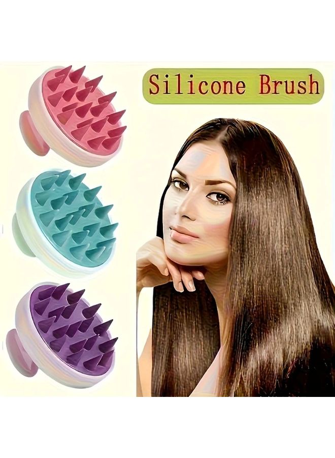Purple Scalp Massager Shampoo Brush Manual Battery Free For Shower Relaxation - Image 1